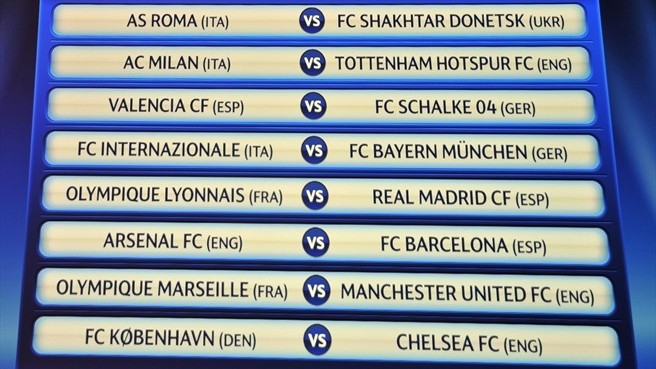 UCL round 16 draw